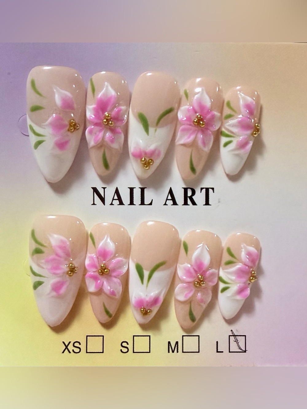 Nail Art Press-On Set in Pink and Nude by